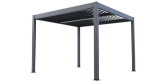 The Stow Elite, 3x3m Grey Aluminium Pergola - With Manual Louvre Roof