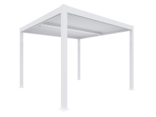 Load image into Gallery viewer, The North Cotswold Elite, 3x4m White Aluminium Pergola - With Manual Louvre Roof
