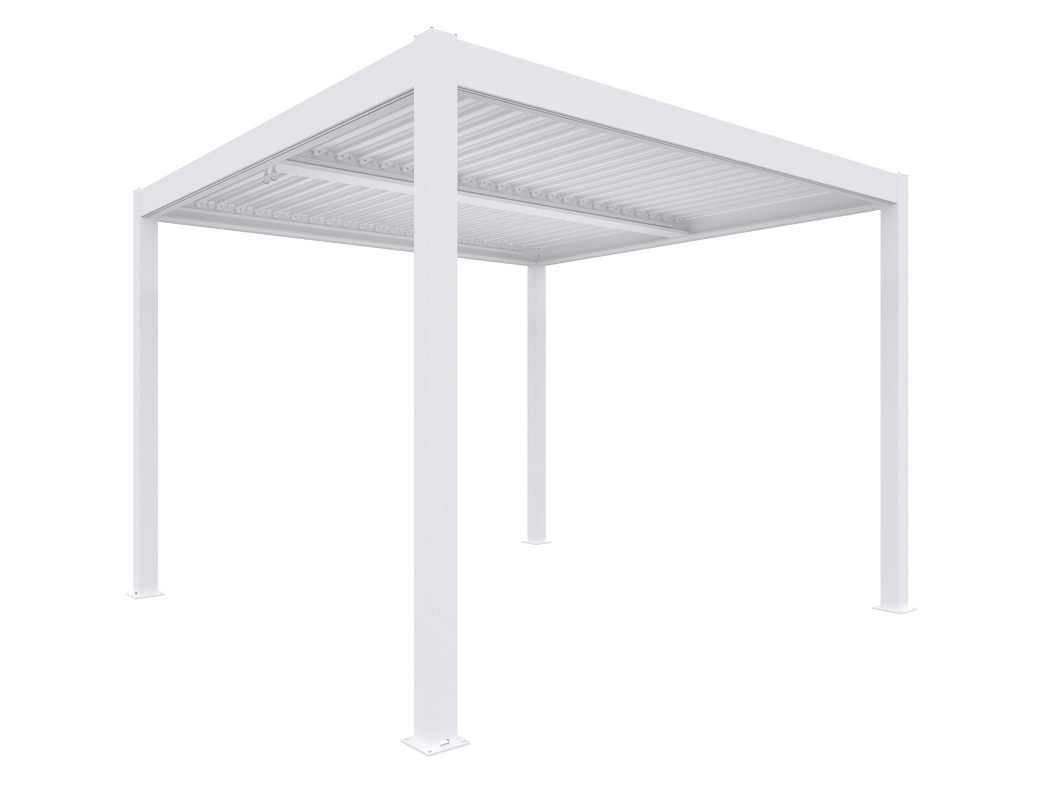 The North Cotswold Elite, 3x4m White Aluminium Pergola - With Manual Louvre Roof