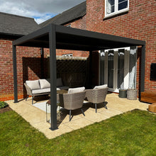 Load image into Gallery viewer, The North Cotswold Elite, 3x4m Grey Aluminium Pergola - With Manual Louvre Roof
