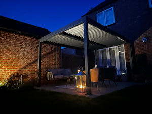 The North Cotswold Elite, 3x4m Grey Aluminium Pergola - With Manual Louvre Roof