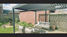 Load and play video in Gallery viewer, The Stow Elite, 3x3m Grey Aluminium Pergola - With Manual Louvre Roof
